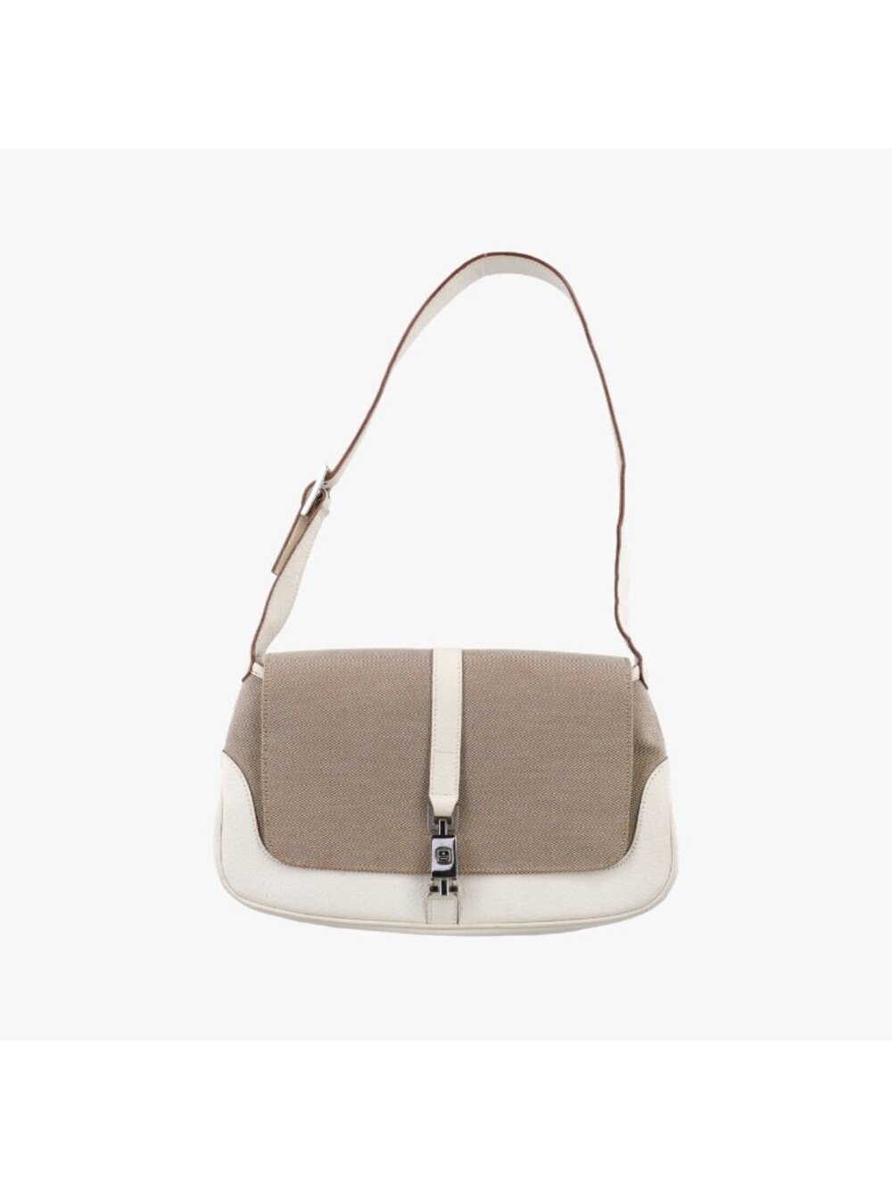 Gucci Hobo White Beige Canvas Leather